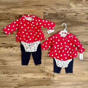 NWT Carter’s Baby Girl Matching Outfits  BUNDLE - 6 months - Perfect for Twins!